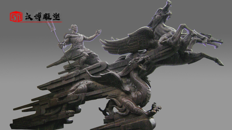 騎馬人物雕像_大禹治水雕塑_大型雕塑定制_神話人物雕塑_人物雕塑定制